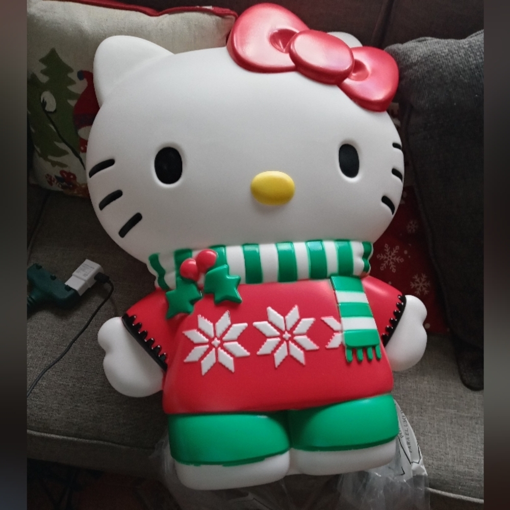 Sanrio Christmas Hello Kitty Large 26" Light up Blow mold Yard Decoration NEW
